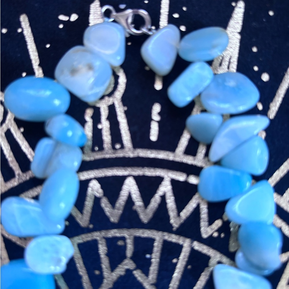 Natural light blue Larimar or Amazonite stone necklace & matching bracelet. - Picture 6 of 8